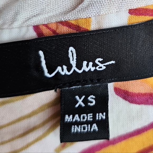 Lulus Made for the Islands Orange Floral Balloon Sleeve Tie-Back Top XS - Picture 9 of 11